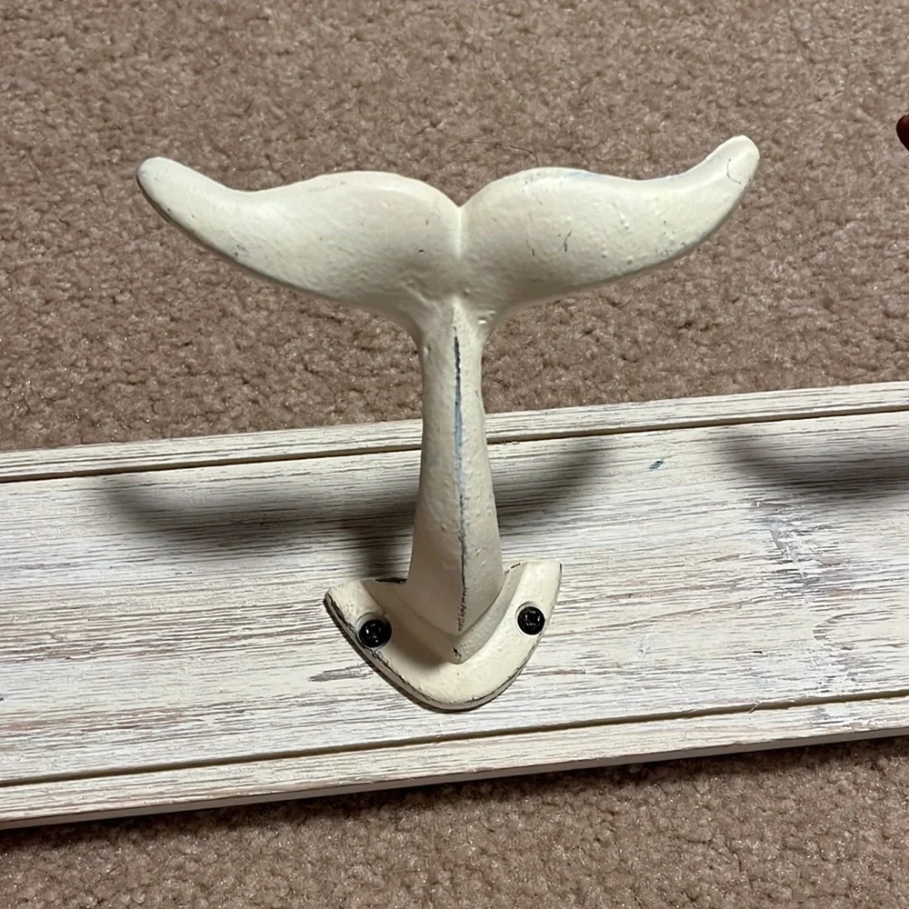 Whale tail coat towel rack red white and blue